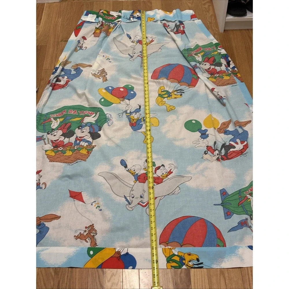 Vtg Disney Mickey Mouse Hot Air Balloon Minnie Dumbo Goofy Ducks Curtain